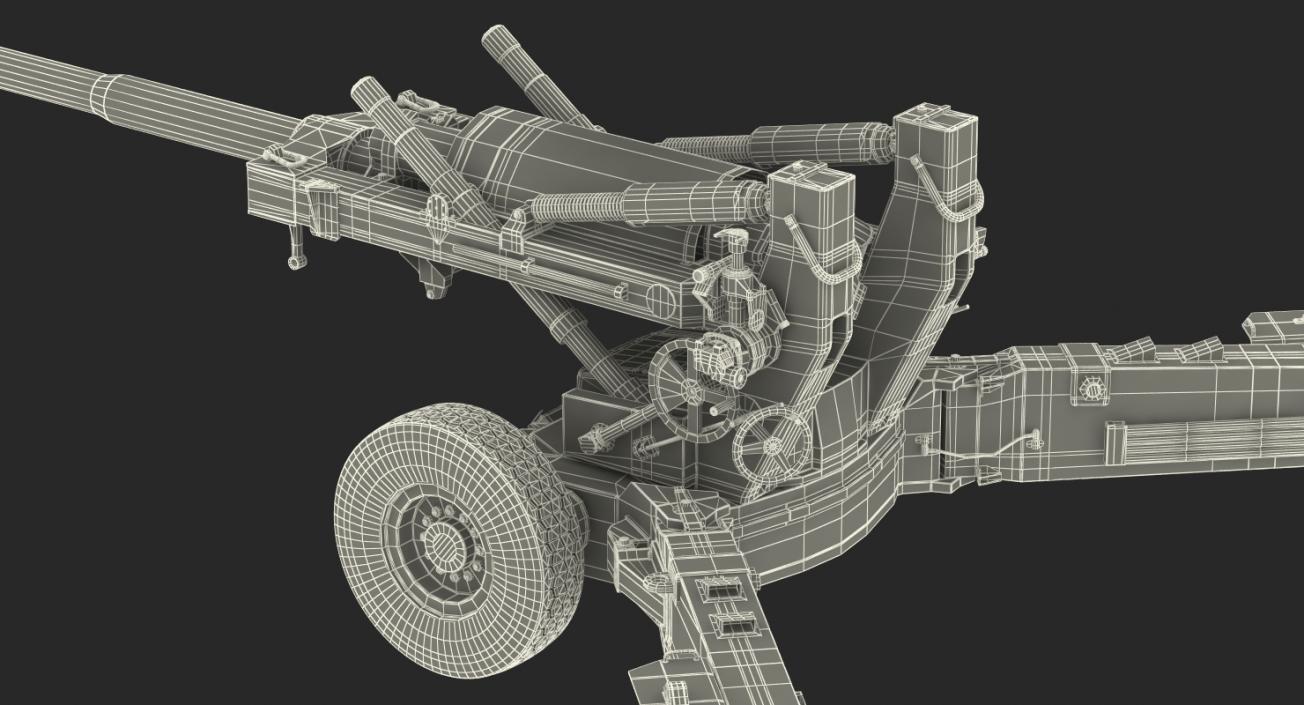 3D Artillery M198 155mm Howitzer Rigged