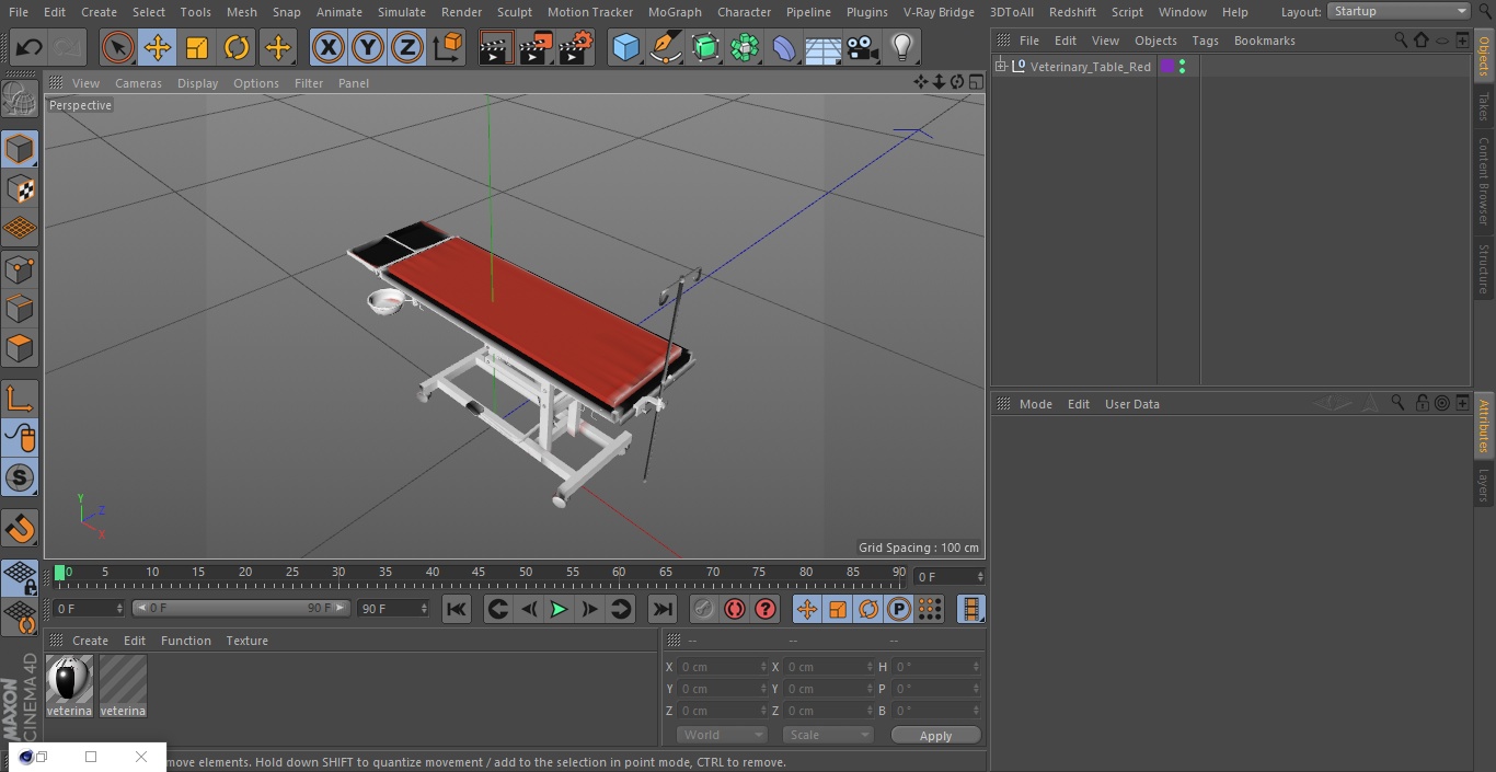 3D model Veterinary Table Red