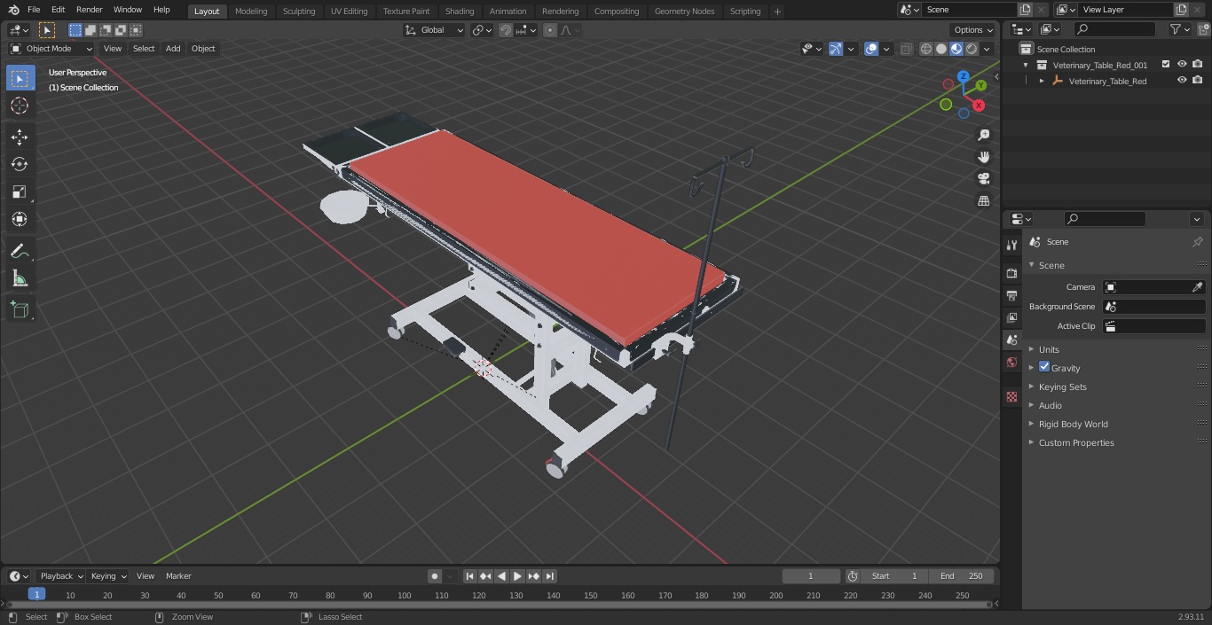 3D model Veterinary Table Red