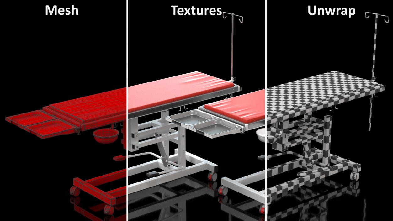 3D model Veterinary Table Red