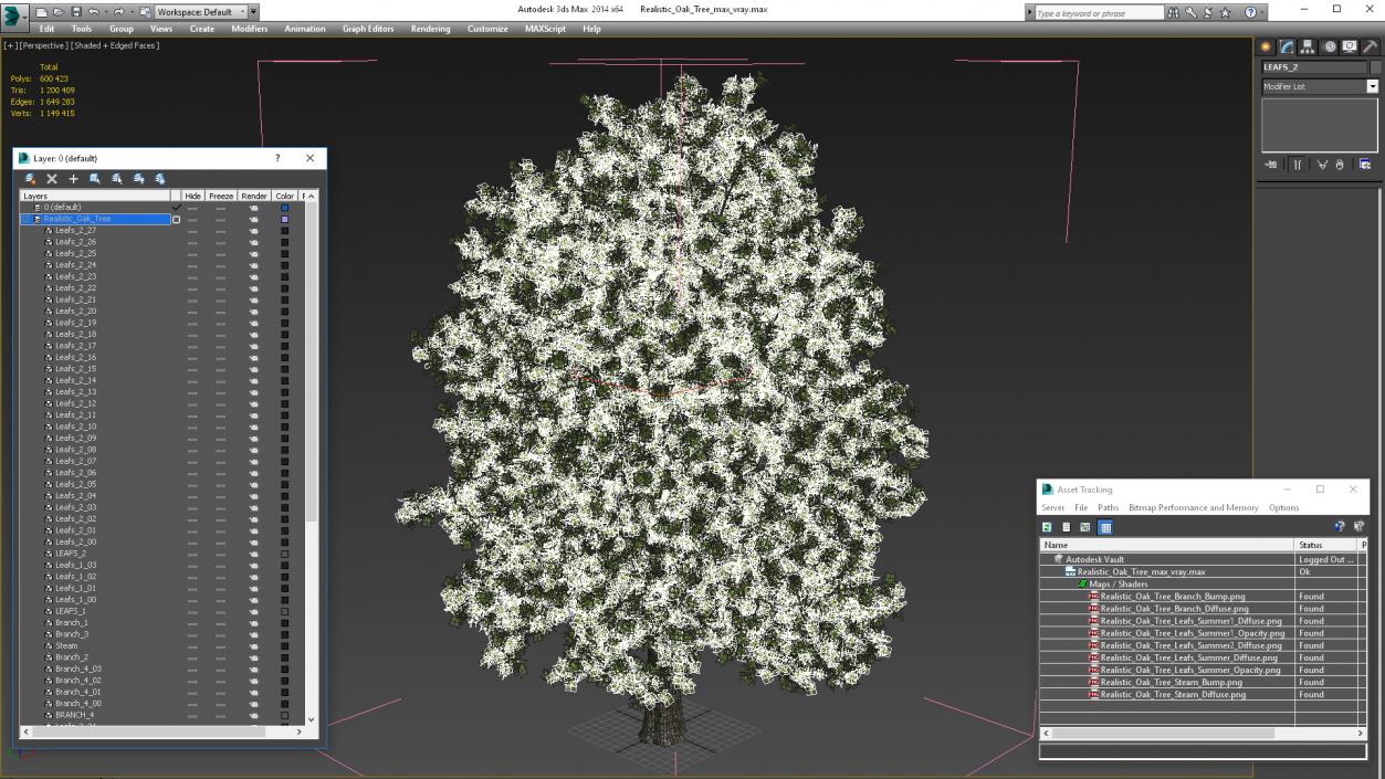 3D Realistic Oak Tree model