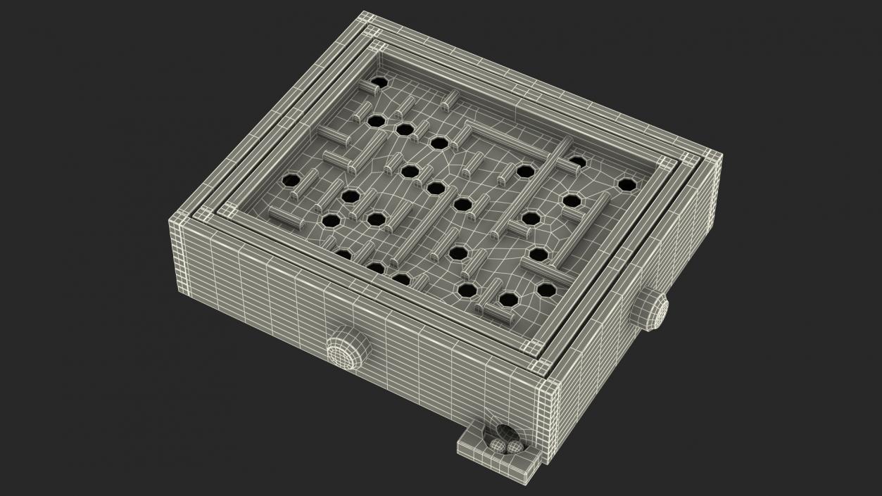 3D Wooden Maze Game with Steel Marbles Painted model