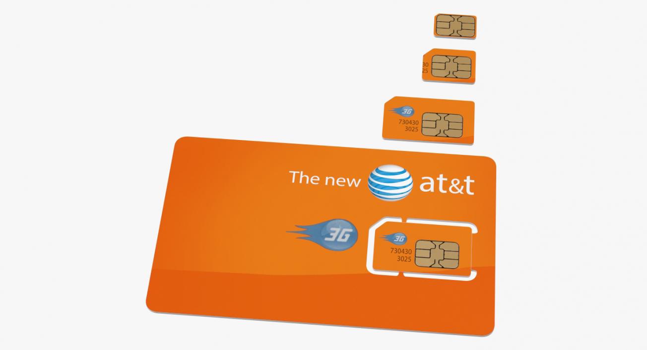 3D ATT Sim Card Different Sizes model