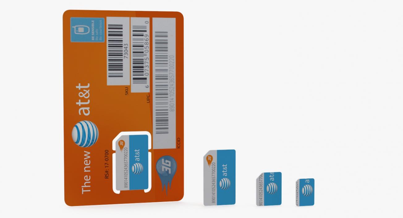 3D ATT Sim Card Different Sizes model