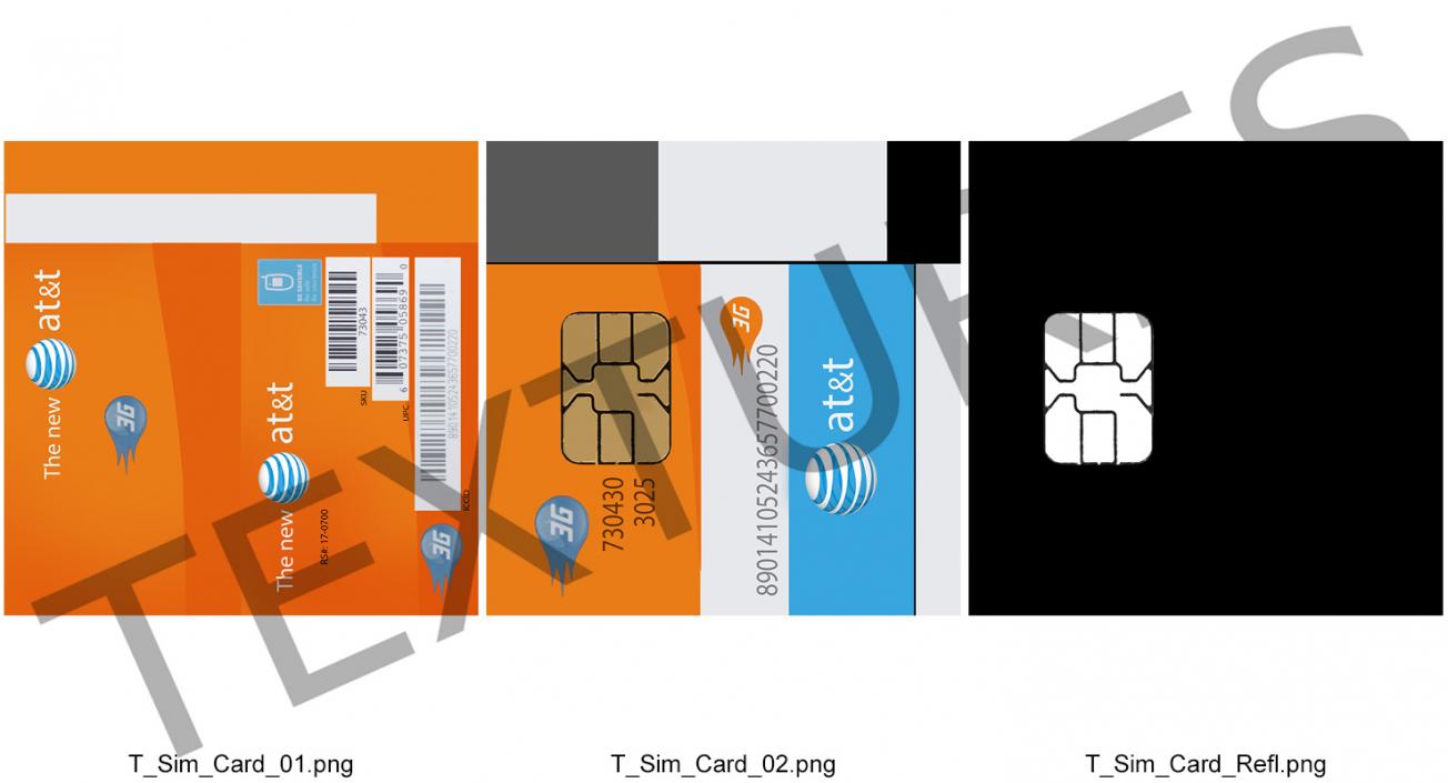 3D ATT Sim Card Different Sizes model