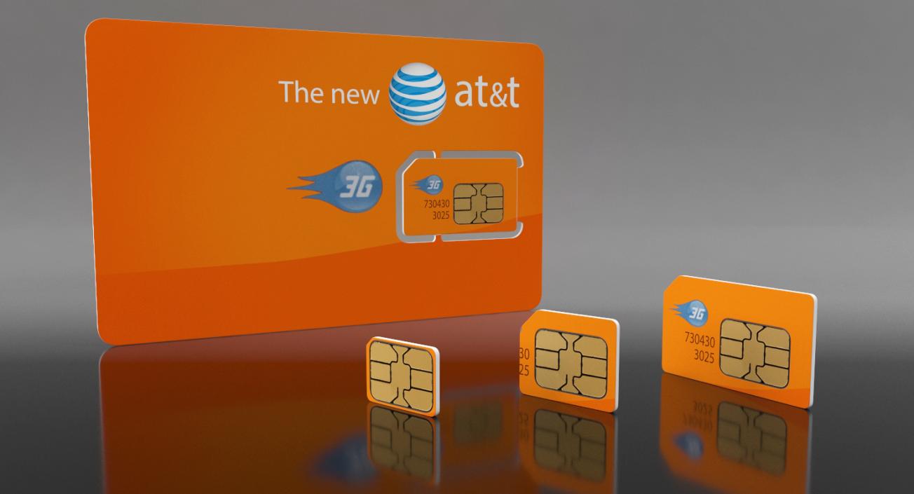 3D ATT Sim Card Different Sizes model