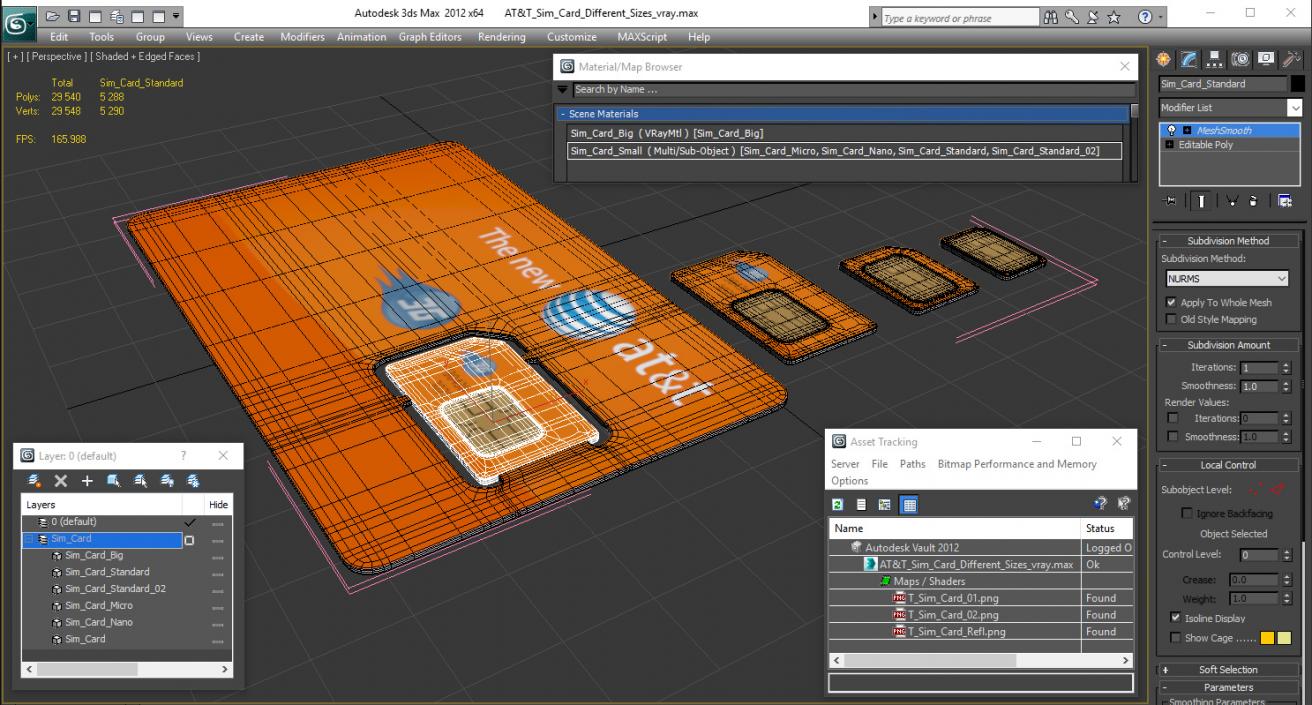 3D ATT Sim Card Different Sizes model