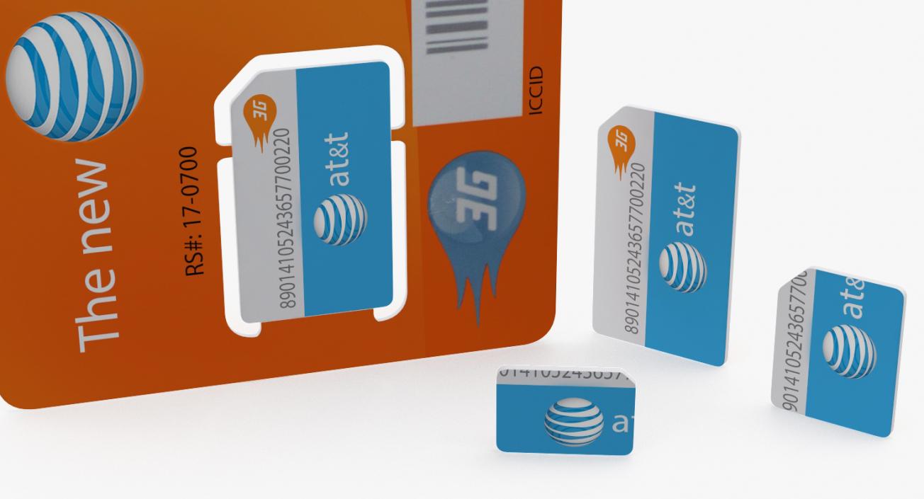 3D ATT Sim Card Different Sizes model