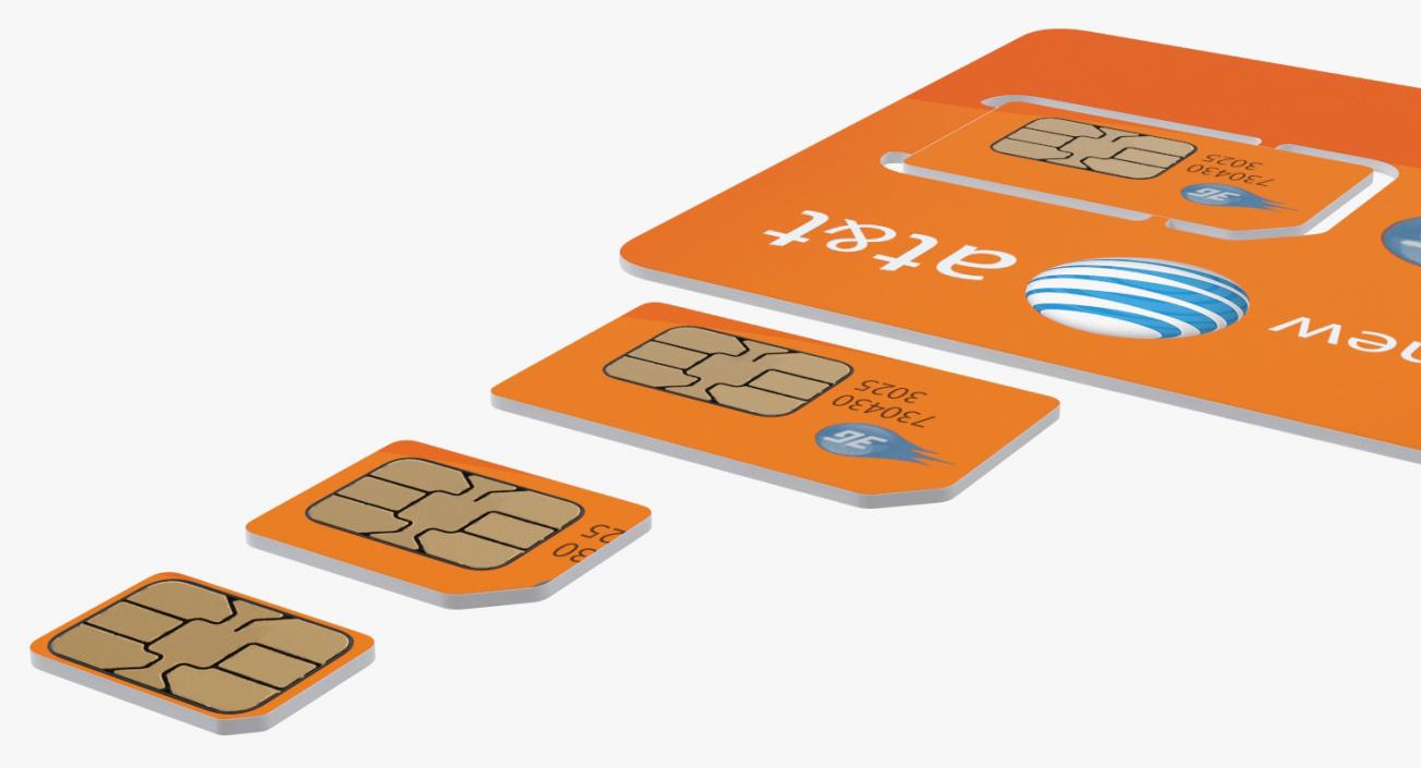 3D ATT Sim Card Different Sizes model