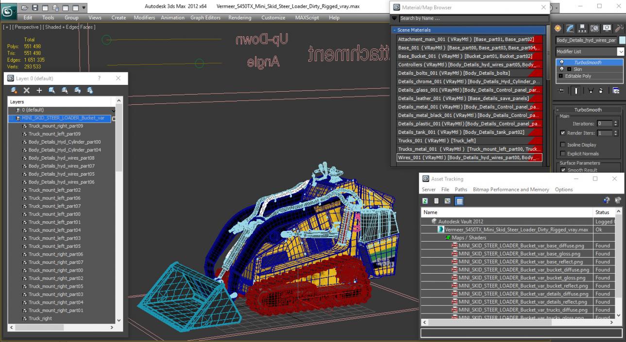 3D model Vermeer S450TX Mini Skid Steer Loader Dirty Rigged