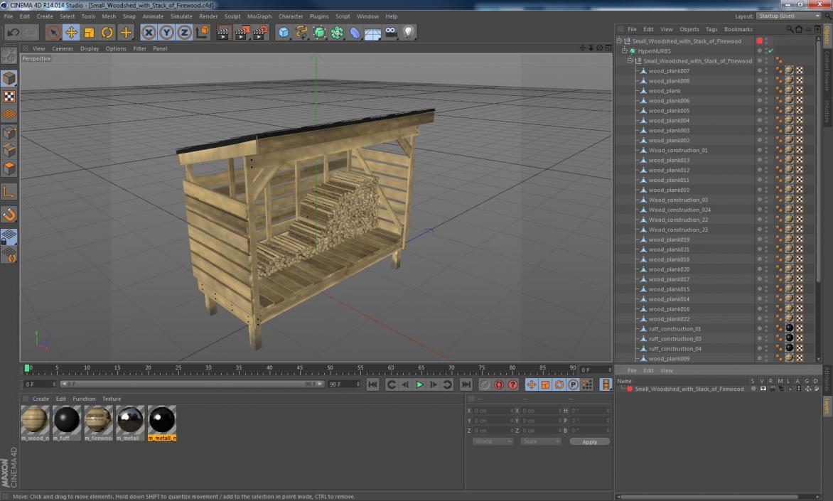 Small Woodshed with Stack of Firewood 3D