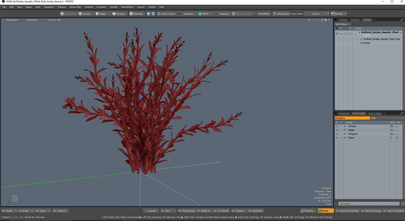 3D model Artificial Rotala Aquatic Plant Red