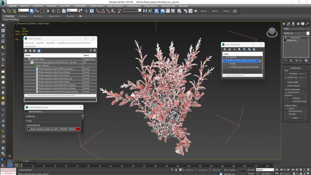 3D model Artificial Rotala Aquatic Plant Red