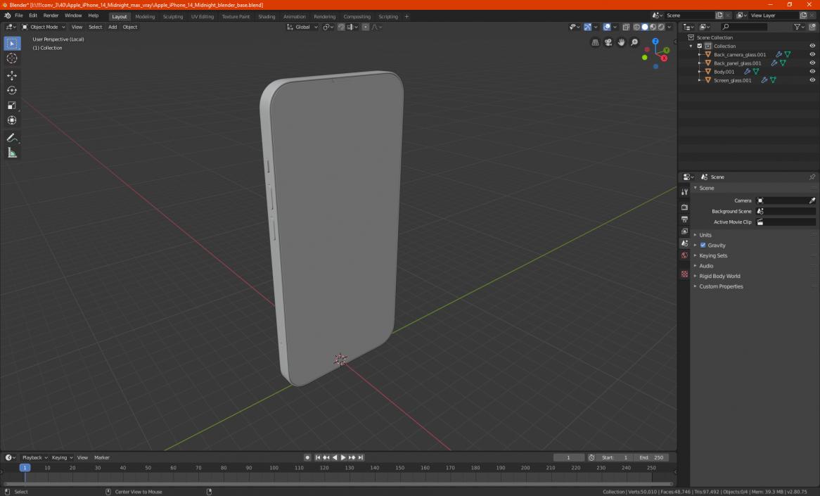 Apple iPhone 14 Midnight 3D model