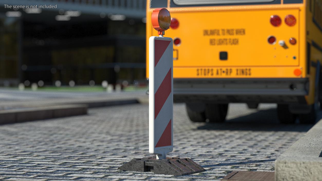 3D Roadworks Traffic Post with Warning Light