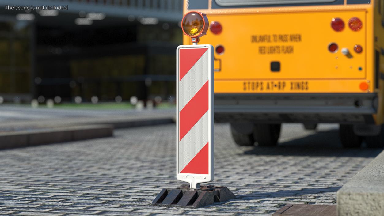 3D Roadworks Traffic Post with Warning Light