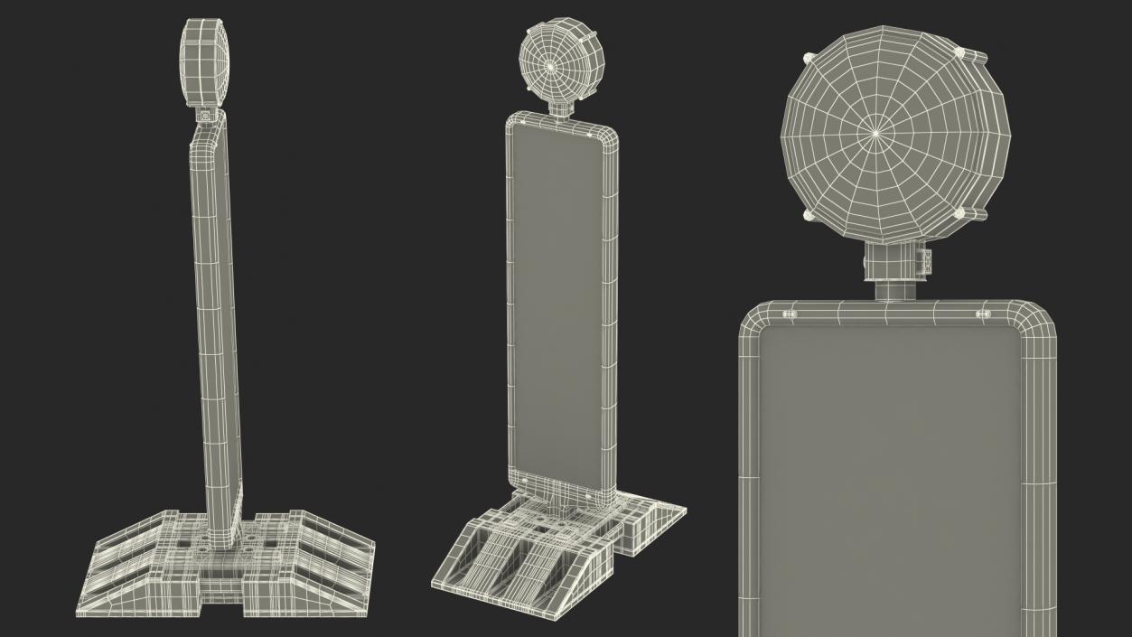 3D Roadworks Traffic Post with Warning Light