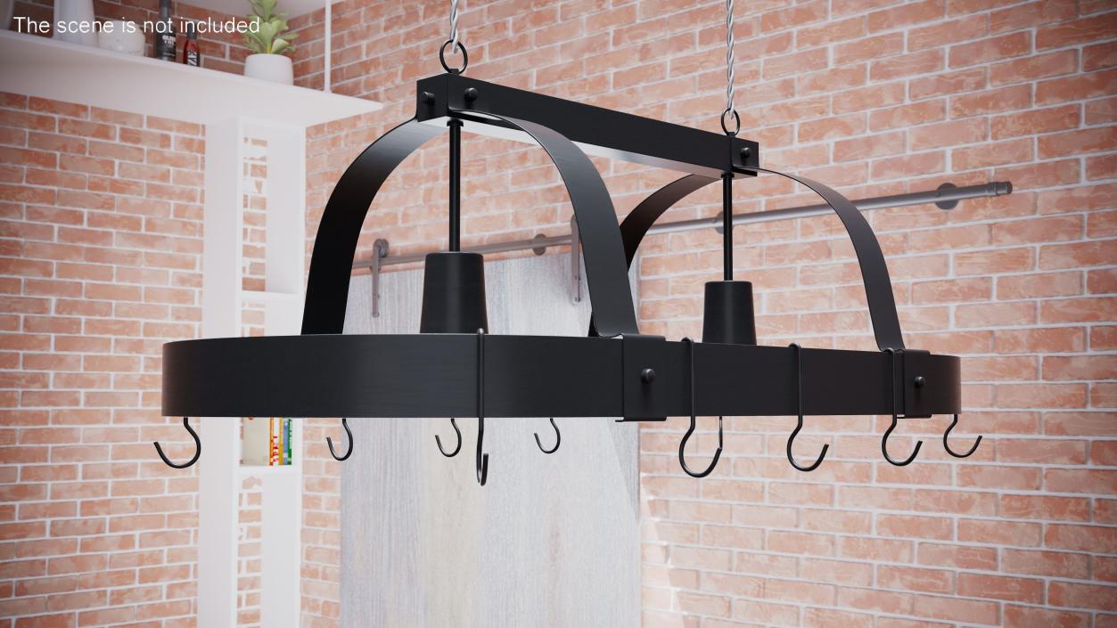 Ceiling Mount Pot Rack Hanging Storage Black 3D model