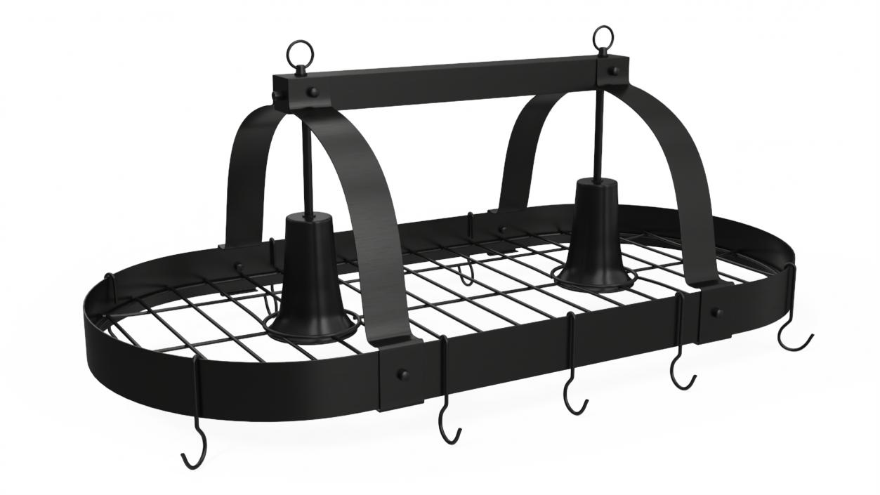 Ceiling Mount Pot Rack Hanging Storage Black 3D model