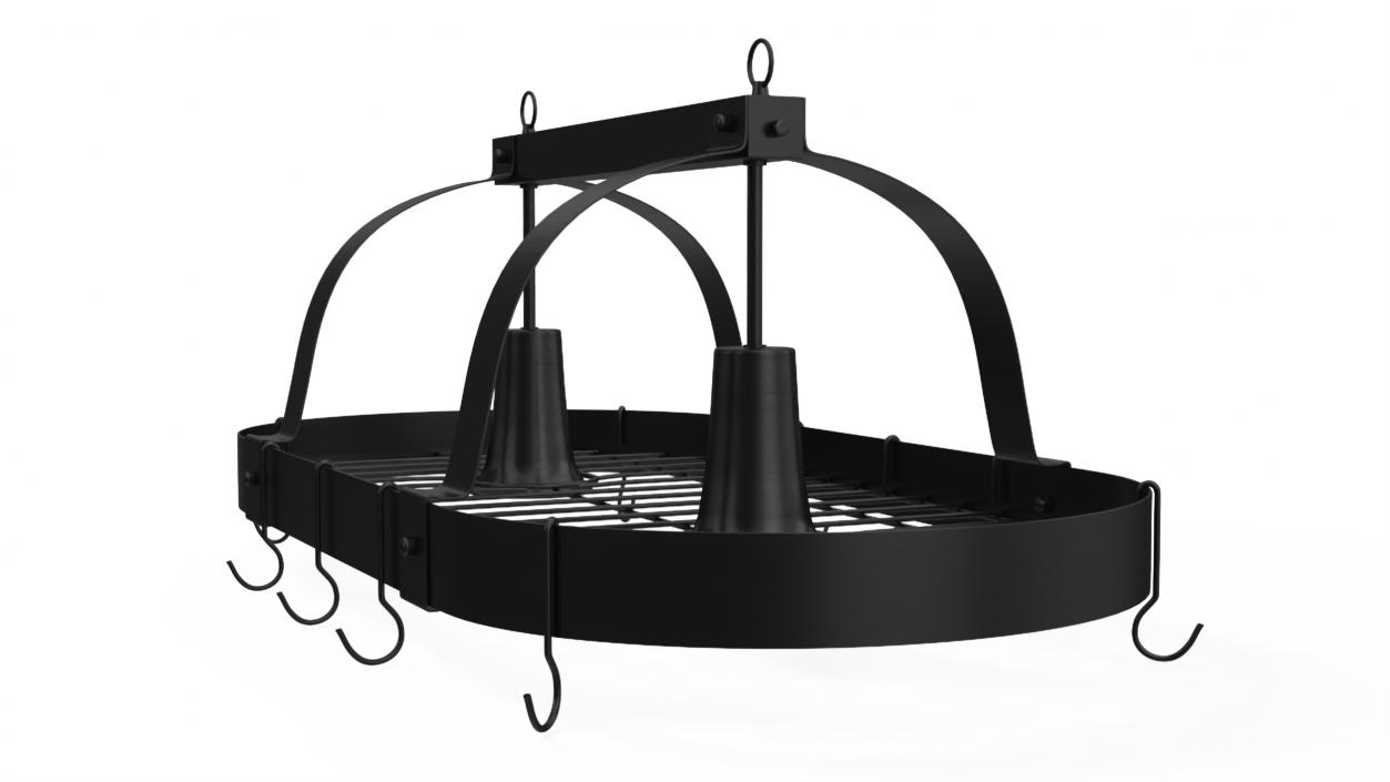 Ceiling Mount Pot Rack Hanging Storage Black 3D model