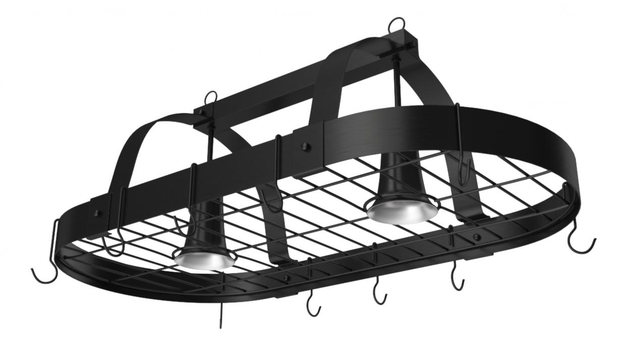 Ceiling Mount Pot Rack Hanging Storage Black 3D model