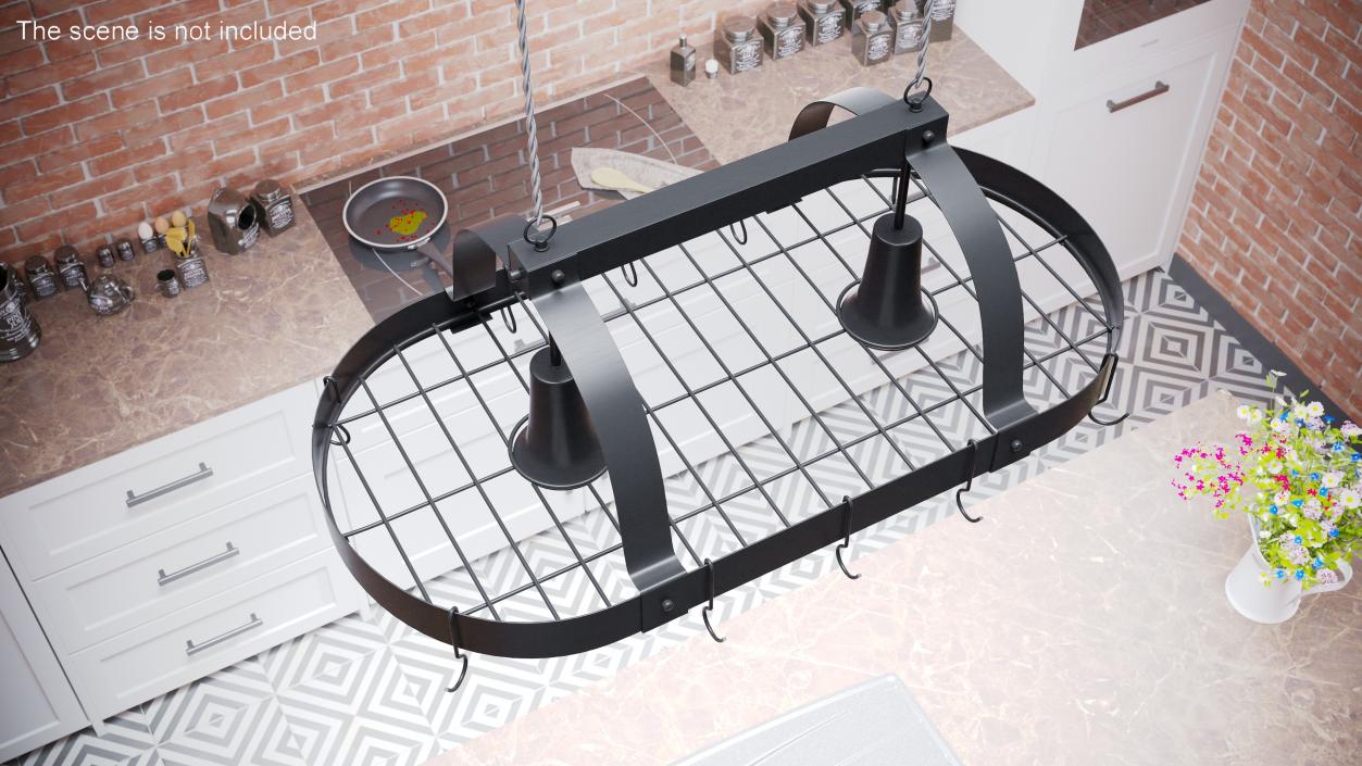 Ceiling Mount Pot Rack Hanging Storage Black 3D model