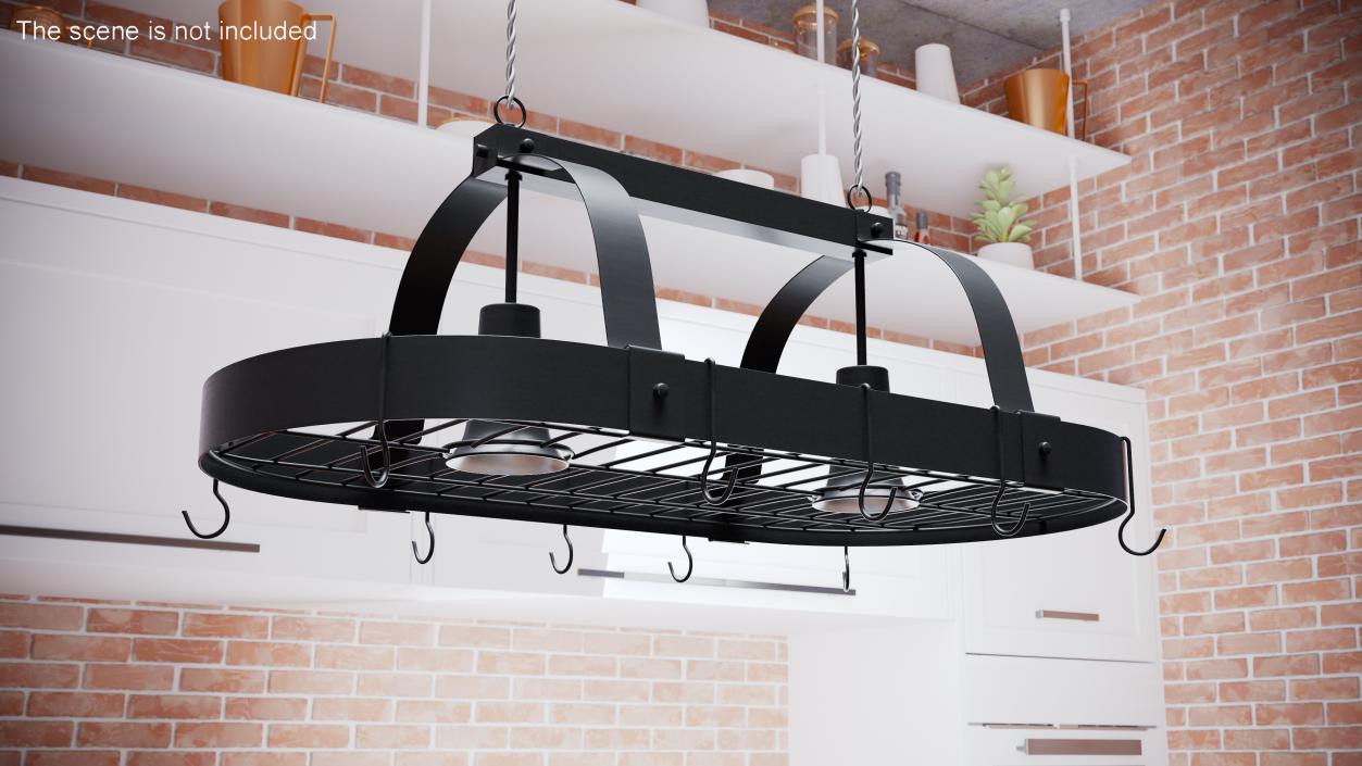 Ceiling Mount Pot Rack Hanging Storage Black 3D model