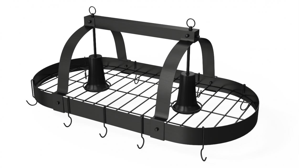 Ceiling Mount Pot Rack Hanging Storage Black 3D model