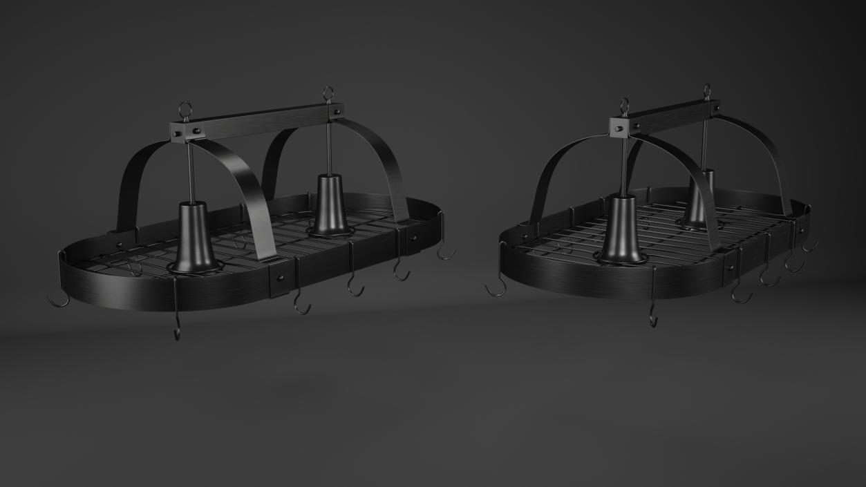 Ceiling Mount Pot Rack Hanging Storage Black 3D model