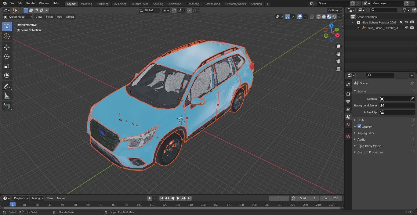 3D Blue Subaru Forester 2022 Simple Interior