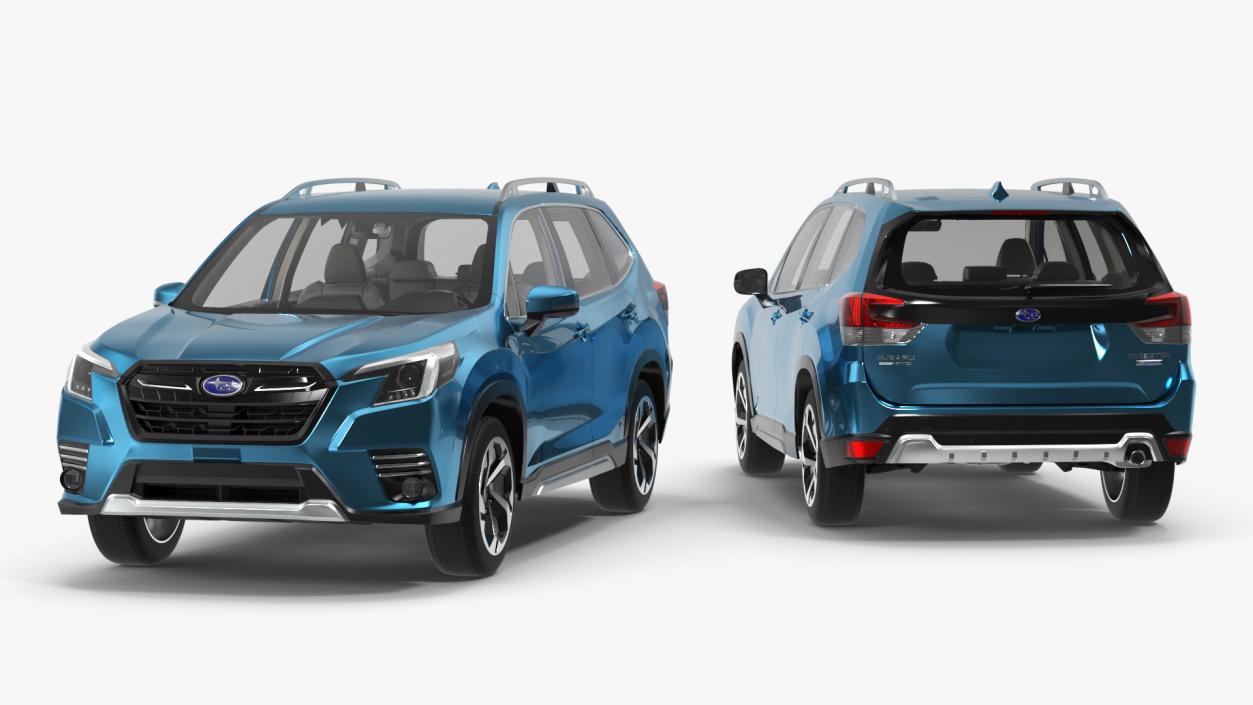 3D Blue Subaru Forester 2022 Simple Interior