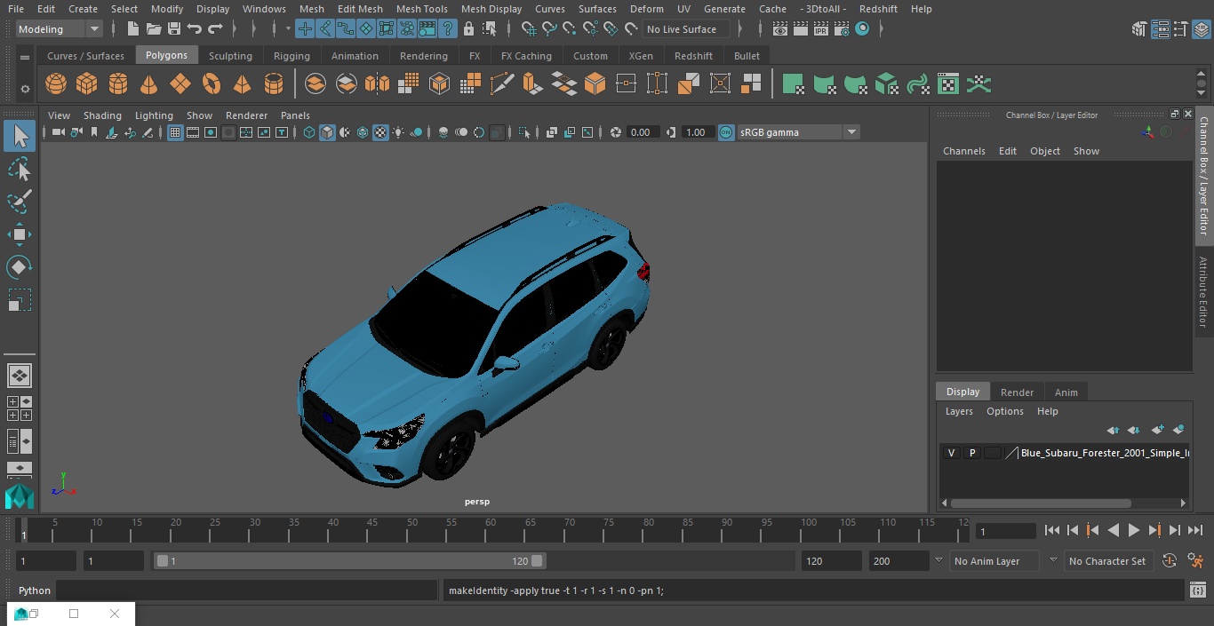 3D Blue Subaru Forester 2022 Simple Interior