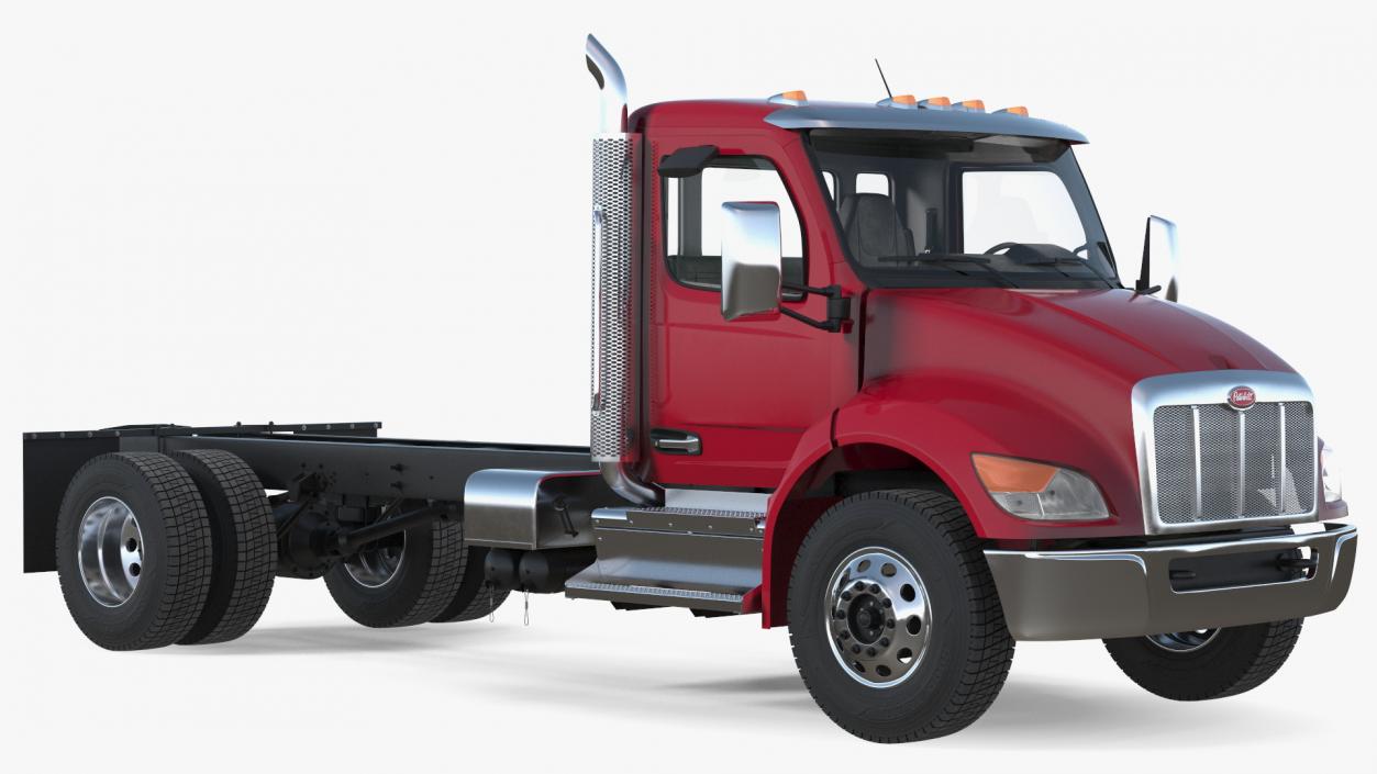 Red Truck Peterbilt 537 Rigged for Cinema 4D 3D model