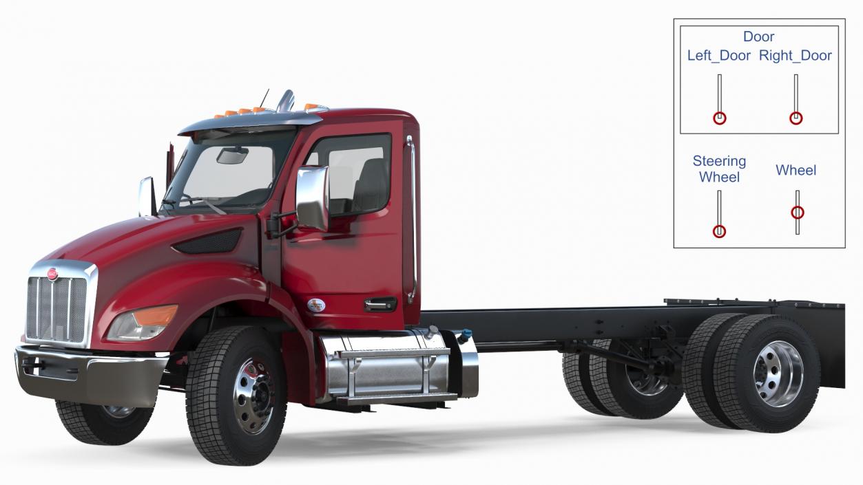 3D model Red Truck Peterbilt 537 Rigged