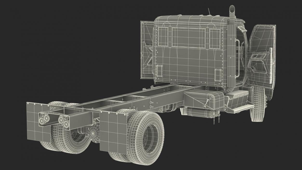 Red Truck Peterbilt 537 Rigged for Cinema 4D 3D model