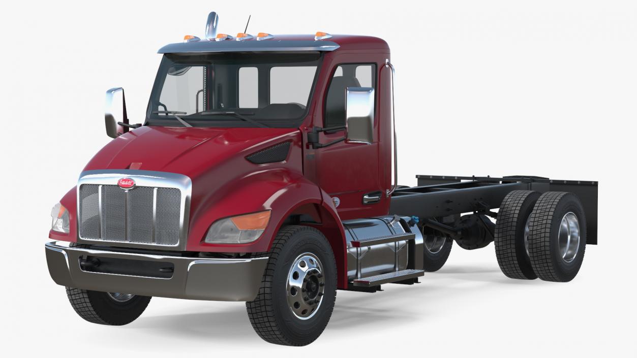 Red Truck Peterbilt 537 Rigged for Cinema 4D 3D model