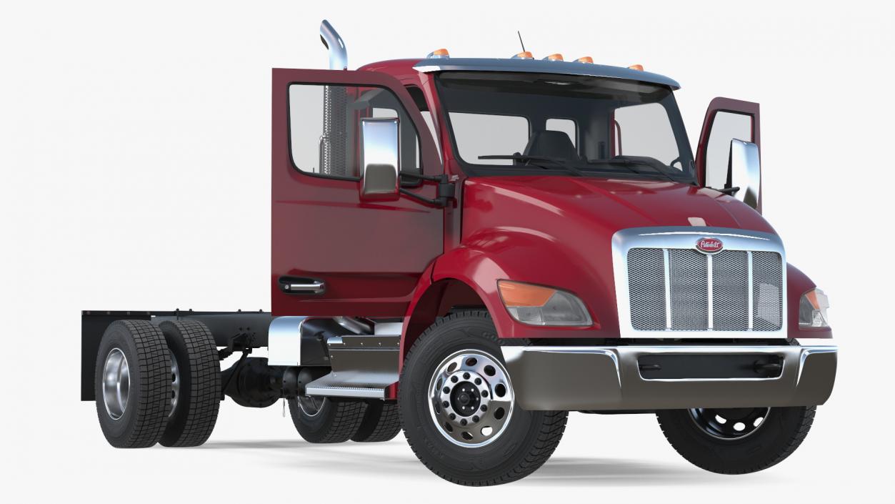 Red Truck Peterbilt 537 Rigged for Cinema 4D 3D model