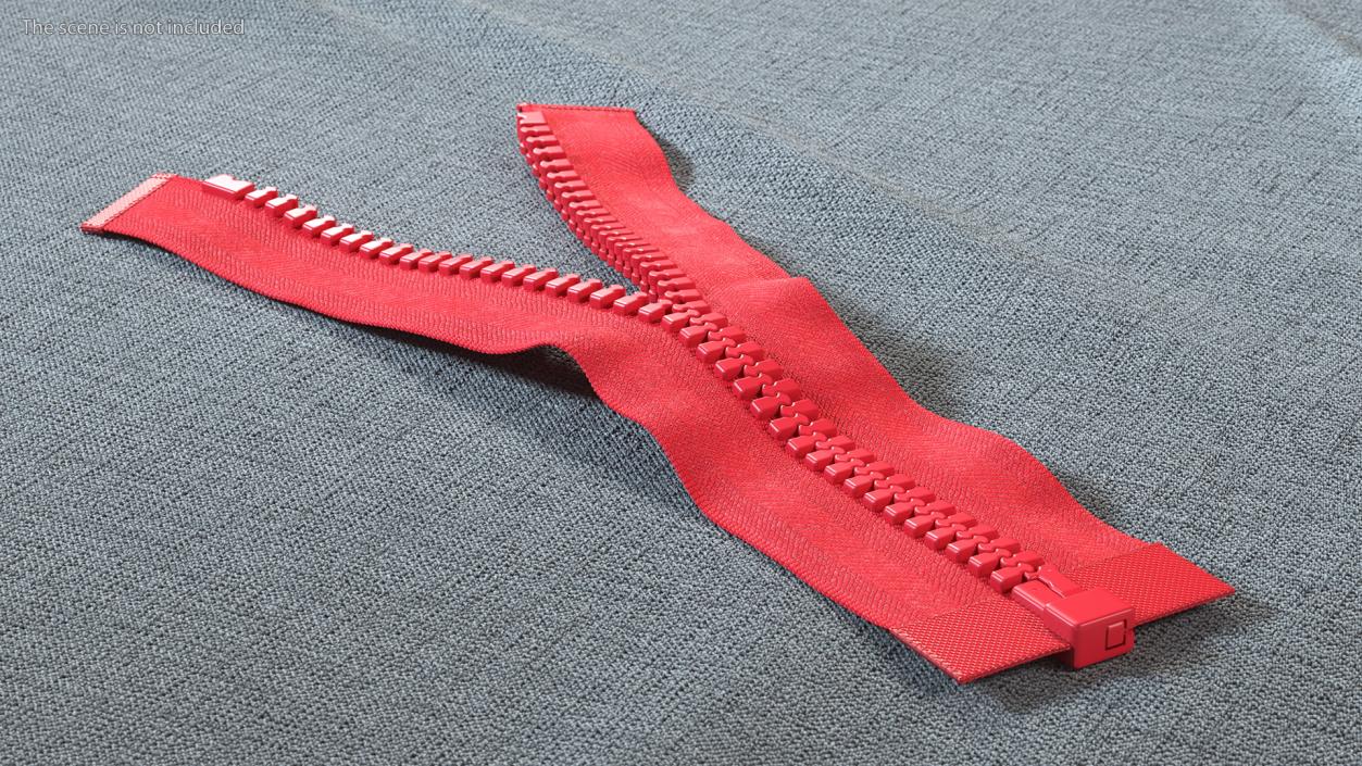 Opened Zipper without Slider Red 3D