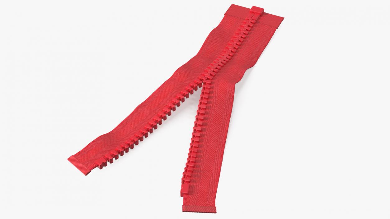 Opened Zipper without Slider Red 3D