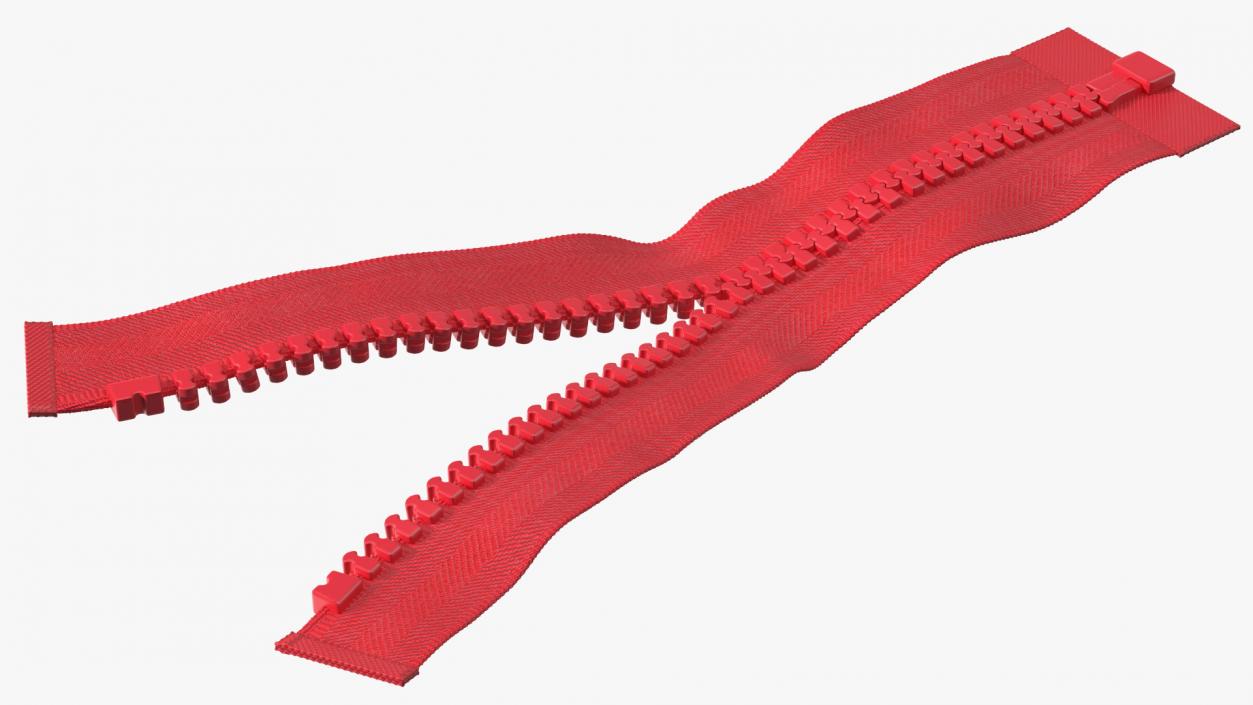 Opened Zipper without Slider Red 3D