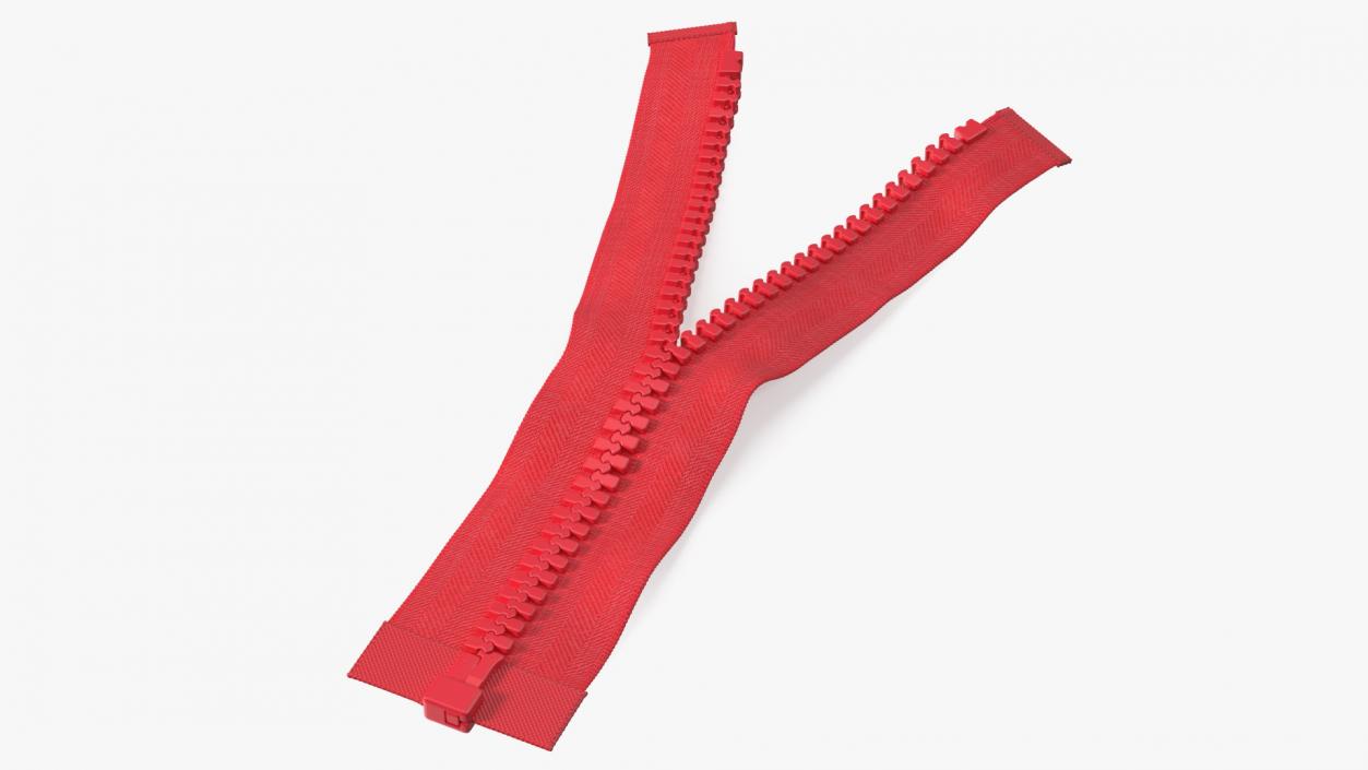 Opened Zipper without Slider Red 3D