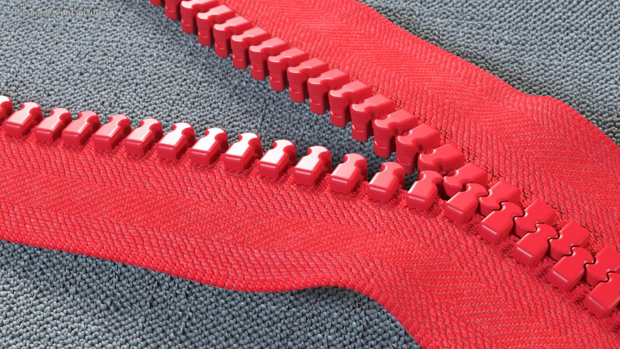 Opened Zipper without Slider Red 3D