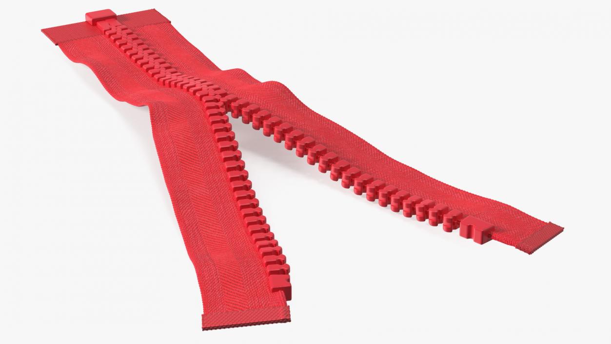 Opened Zipper without Slider Red 3D