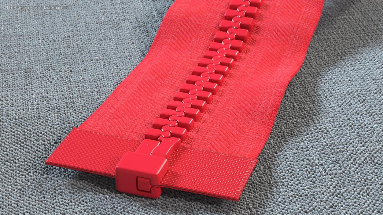 Opened Zipper without Slider Red 3D