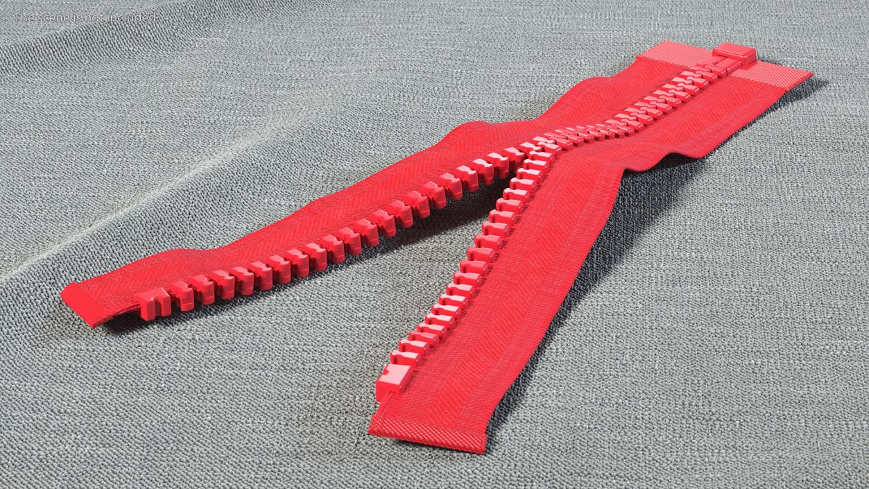 Opened Zipper without Slider Red 3D