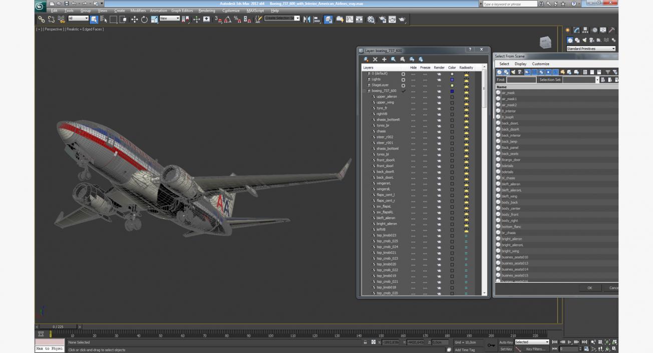 3D Boeing 737-600 with Interior American Airlines