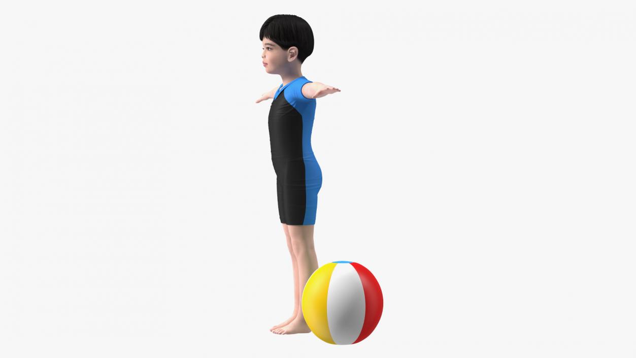 3D model Asian Child Boy Swimwear Rigged for Maya