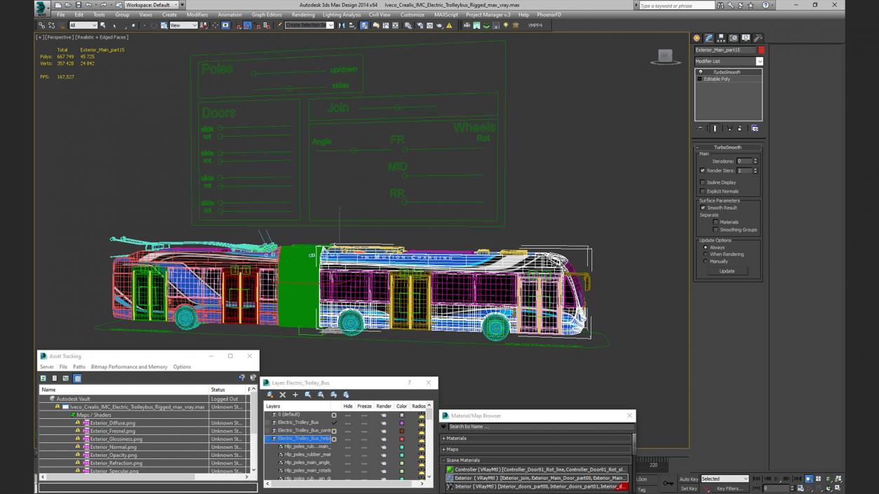 Iveco Crealis IMC Electric Trolleybus Rigged 3D model