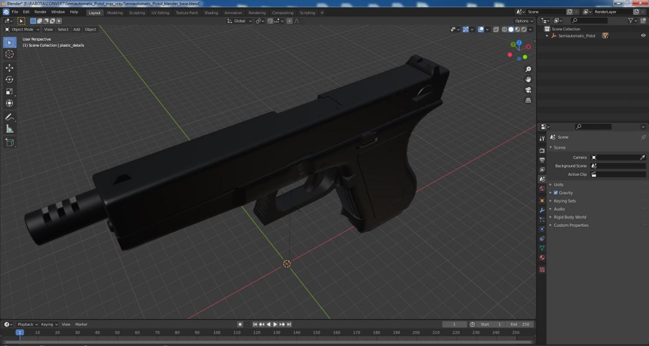 3D model Semiautomatic Pistol