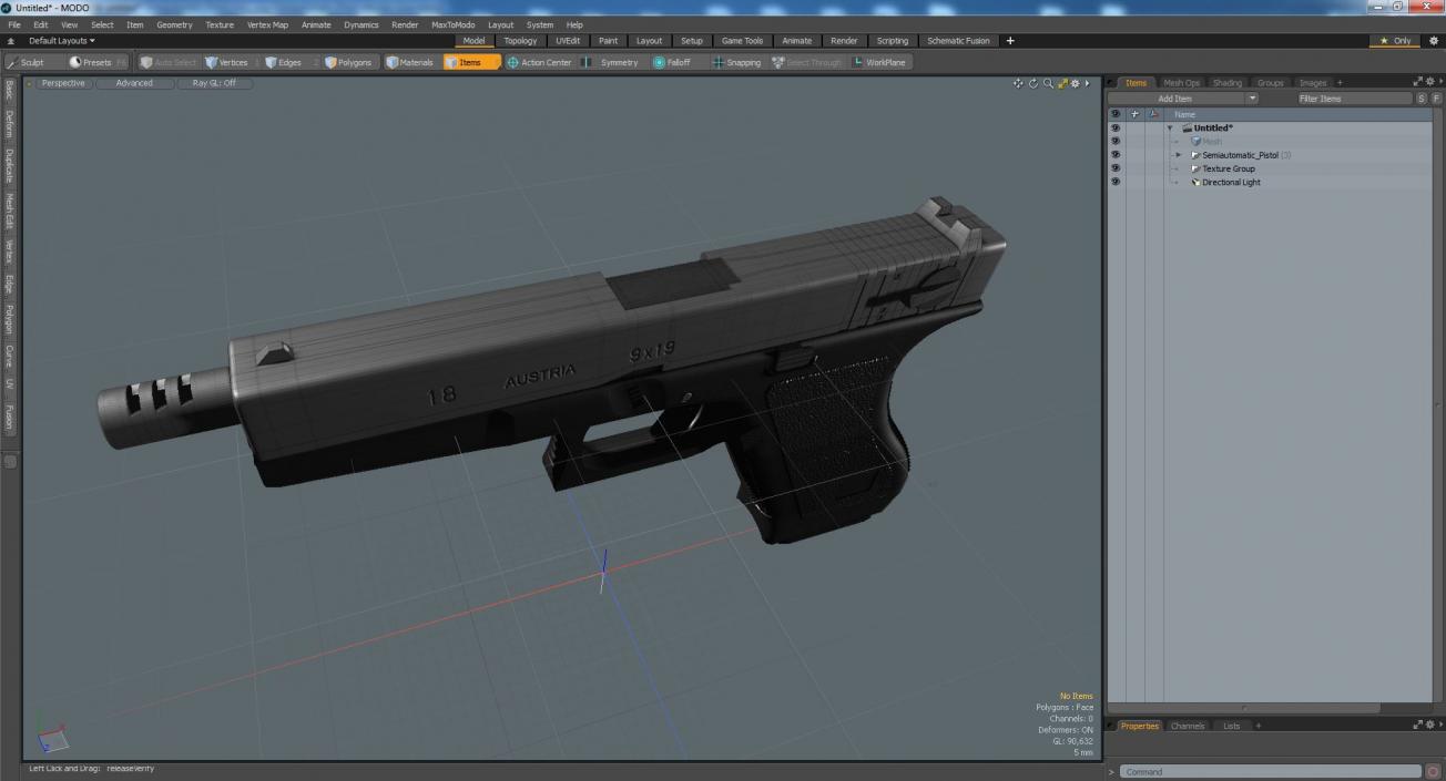 3D model Semiautomatic Pistol